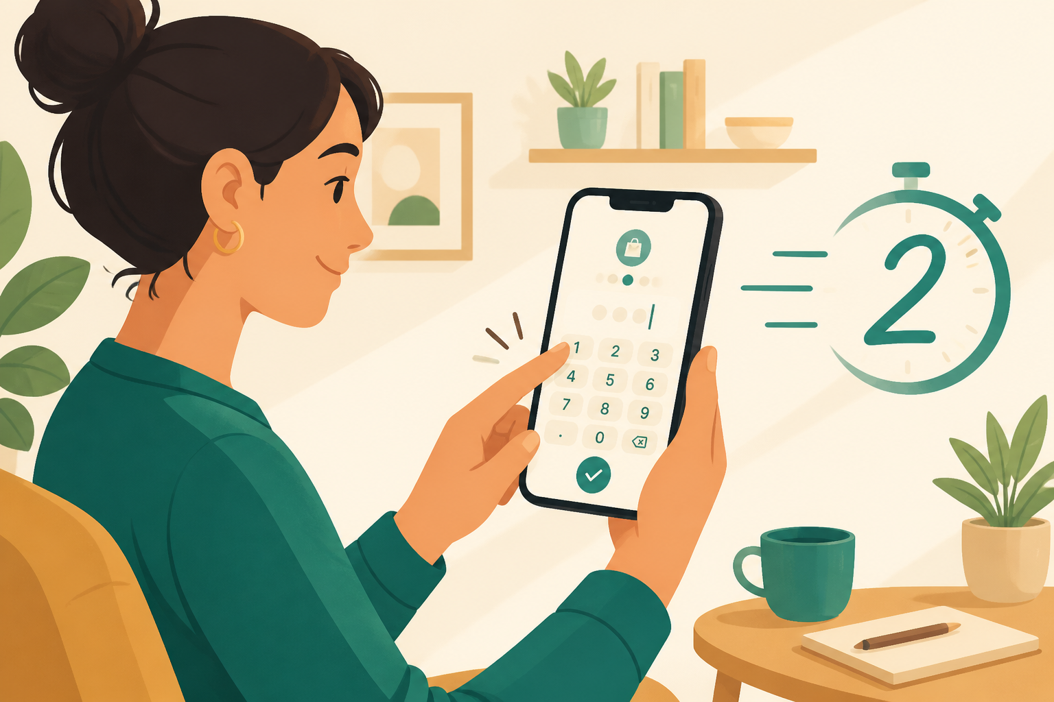 Illustration of quick expense logging in PennyBook: Private Budget