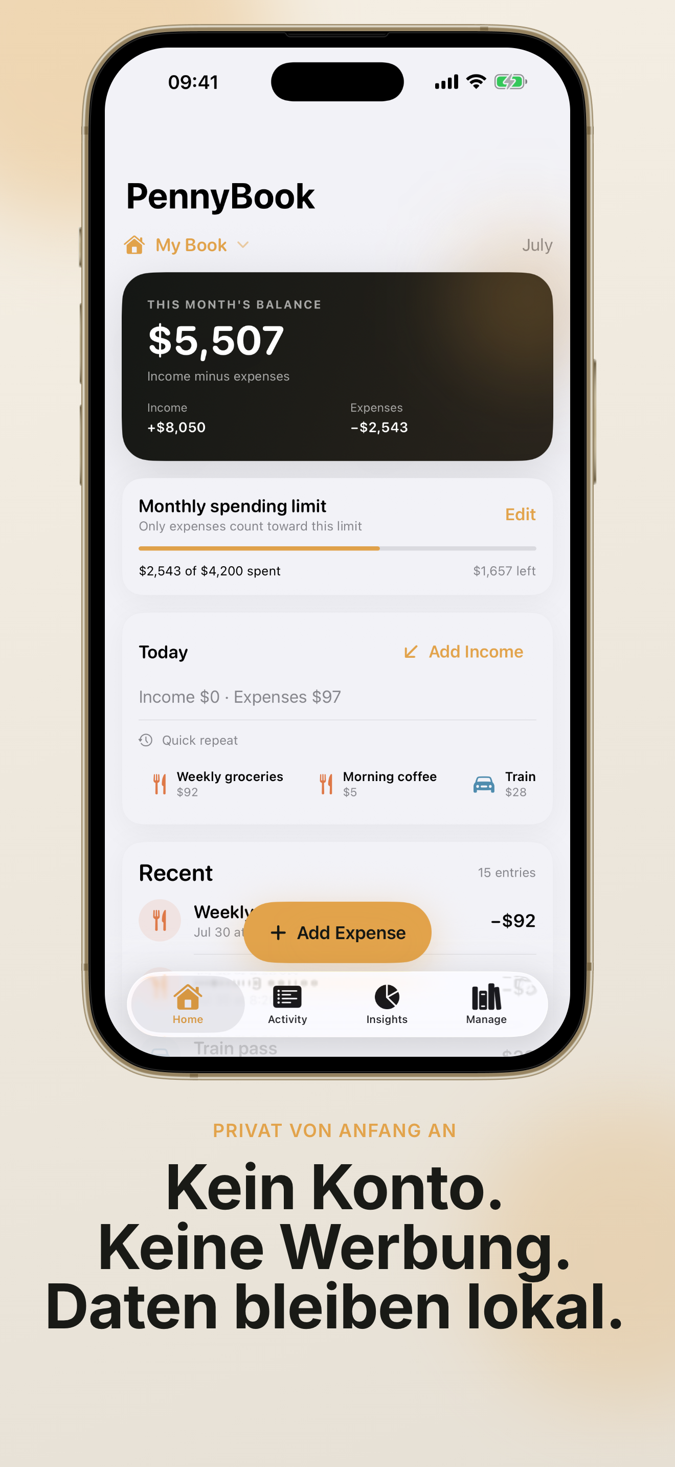 PennyBook: Privates Budget Einstellungen mit datenschutzfreundlichen Optionen