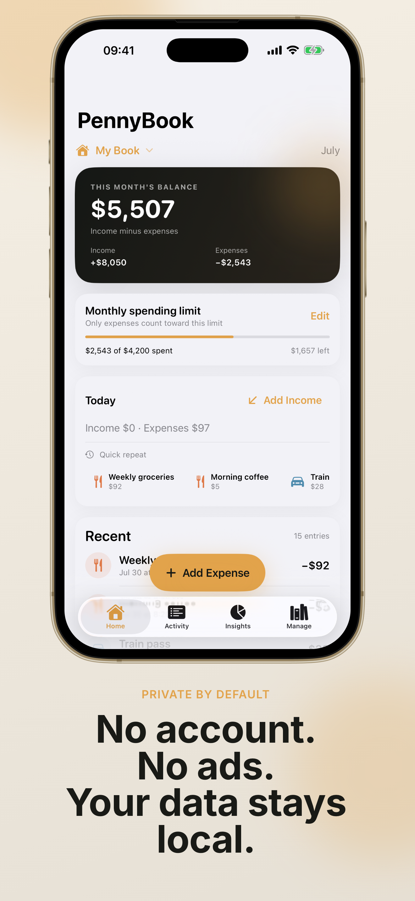PennyBook: Private Budget settings with privacy-first options